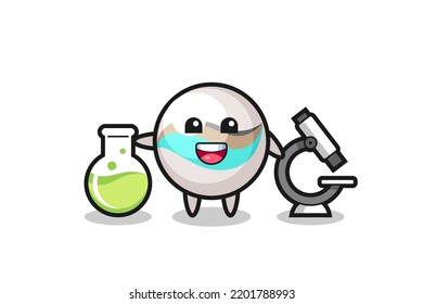 Mascot character of marble toy as a scientist , cute design