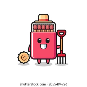 Mascot character of matches box as a farmer , cute design