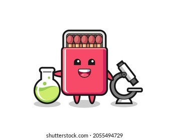 Mascot character of matches box as a scientist , cute design