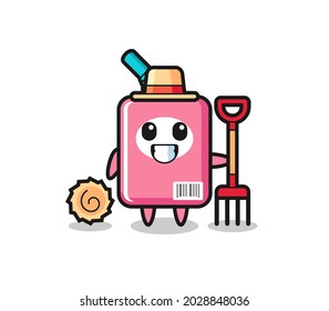 Mascot character of milk box as a farmer , cute style design for t shirt, sticker, logo element