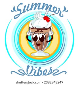 mascot character of a milkshake glass with a funny face in a relaxed position showing the summer spirit, isolated cartoon vector illustration. emoticon, cute milkshake glass mascot
polite