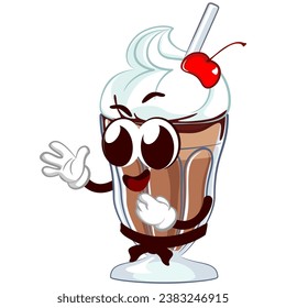 mascot character of a milkshake glass with a funny face practicing martial arts and wearing a belt, isolated cartoon vector illustration. emoticon, cute milkshake glass mascot