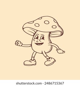 mascot character mushroom with retro style good for logo, branding, and graphic design