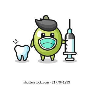 Mascot character of olive as a dentist , cute style design for t shirt, sticker, logo element
