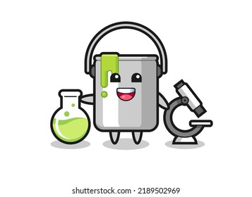 Mascot character of paint tin as a scientist , cute style design for t shirt, sticker, logo element