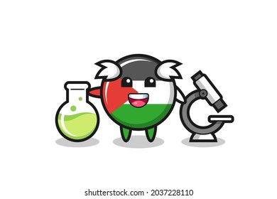 Mascot character of palestine flag badge as a scientist , cute style design for t shirt, sticker, logo element