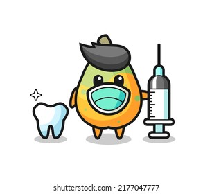 Mascot character of papaya as a dentist , cute style design for t shirt, sticker, logo element