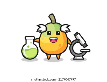 Mascot character of papaya as a scientist , cute style design for t shirt, sticker, logo element