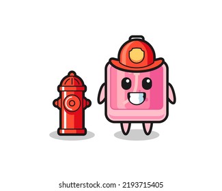 Mascot character of perfume as a firefighter , cute style design for t shirt, sticker, logo element