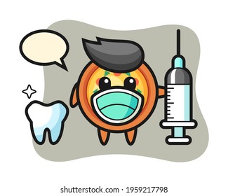 Mascot character of pizza as a dentist, cute style design for t shirt, sticker, logo element