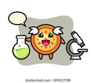 Mascot character of pizza as a scientist, cute style design for t shirt, sticker, logo element