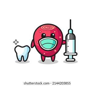 Mascot character of prickly pear as a dentist , cute design
