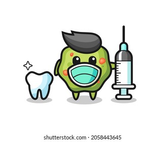 Mascot character of puke as a dentist , cute style design for t shirt, sticker, logo element