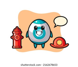 Mascot character of rocket as a firefighter , cute style design for t shirt, sticker, logo element
