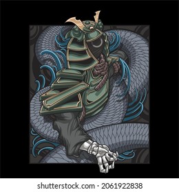 mascot character samurai from a korean drama film. vector illustration