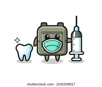 Mascot character of school bag as a dentist , cute design