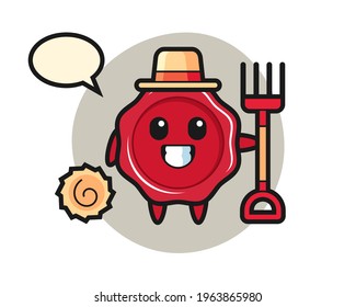 Mascot character of sealing wax as a farmer, cute style design for t shirt, sticker, logo element