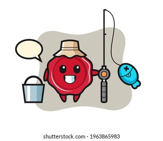 Mascot character of sealing wax as a fisherman, cute style design for t shirt, sticker, logo element