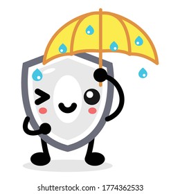 mascot character shield and rain