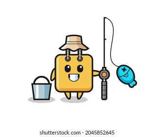 Mascot character of shopping bag as a fisherman , cute style design for t shirt, sticker, logo element