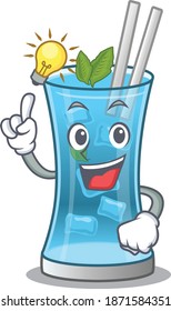 Mascot character of smart blue hawai cocktail has an idea gesture