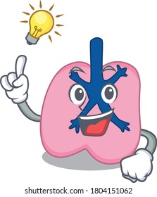 Mascot character smart lung with an idea idea gesture