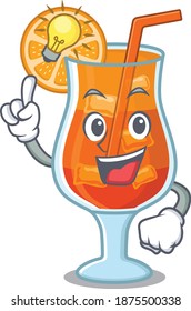 Mascot character of smart mai tai cocktail has an idea gesture
