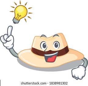 Mascot character of smart panama hat has an idea gesture