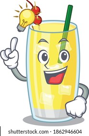 Mascot character of smart pina colada cocktail has an idea gesture