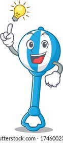 Mascot character of smart rattle toy has an idea gesture