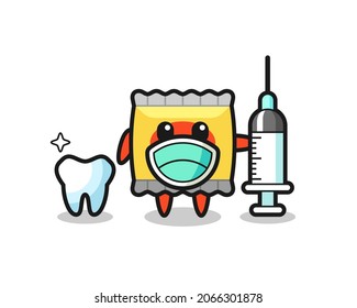 Mascot character of snack as a dentist , cute style design for t shirt, sticker, logo element