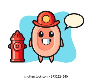 Mascot character of soap as a firefighter