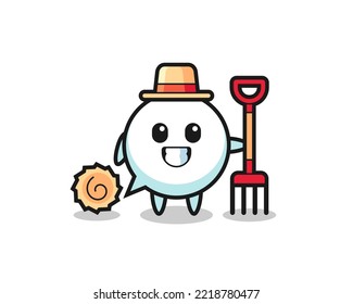 Mascot character of speech bubble as a farmer , cute design