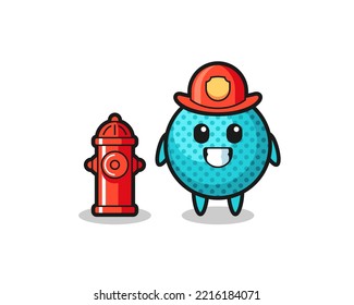 Mascot character of spiky ball as a firefighter , cute design