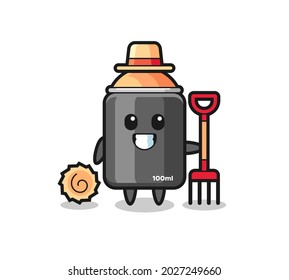 Mascot character of spray paint as a farmer , cute style design for t shirt, sticker, logo element