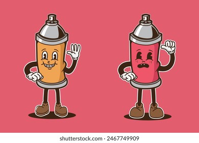 mascot character spray paint with vintage style, groovy character spray paint, vintage graffiti