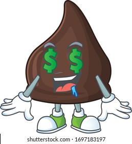 mascot character style of rich chocolate conitos with money eyes