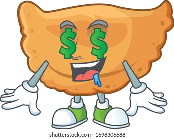 mascot character style of rich cornes de gazelle with money eyes
