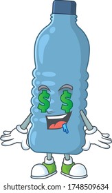 mascot character style of rich mineral bottle with money eyes