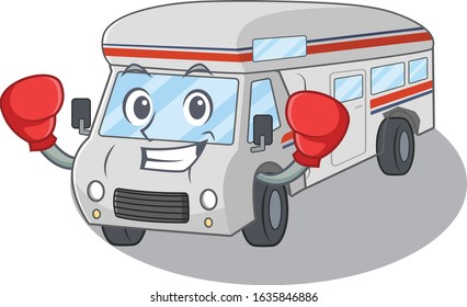 mascot character style of Sporty Boxing campervan
