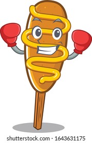 mascot character style of Sporty Boxing corn dog