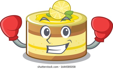 mascot character style of Sporty Boxing lemon cake