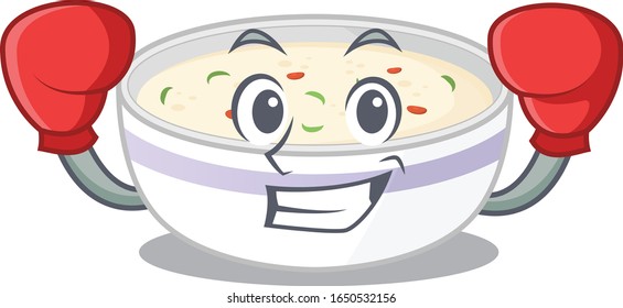 mascot character style of Sporty Boxing steamed egg