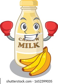 mascot character style of Sporty Boxing cashew milk