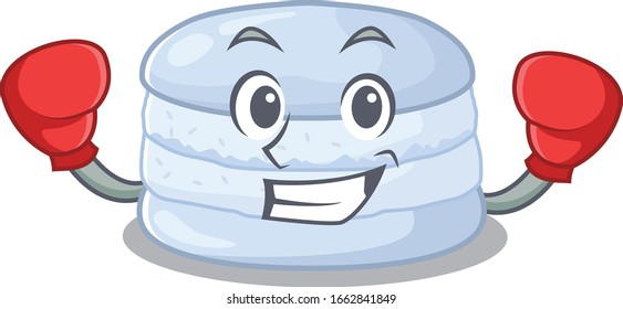 mascot character style of Sporty Boxing blueberry macaron