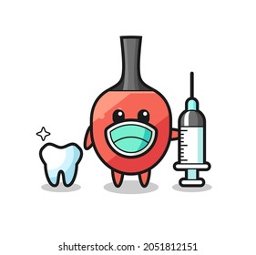 Mascot character of table tennis racket as a dentist , cute style design for t shirt, sticker, logo element