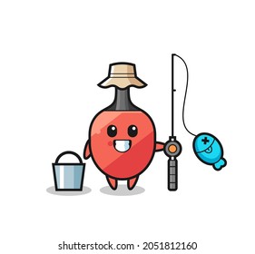 Mascot character of table tennis racket as a fisherman , cute style design for t shirt, sticker, logo element