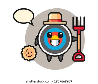 Mascot character of target archery as a farmer, cute style design for t shirt, sticker, logo element
