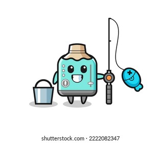 Mascot character of toaster as a fisherman , cute design