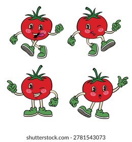 Mascot Character Tomato in Hand Drawing Style